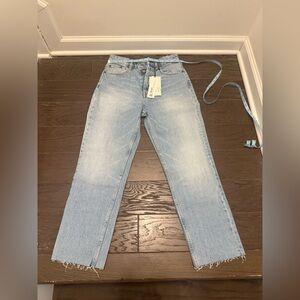 Zara Raw Hem Straight Leg Jeans